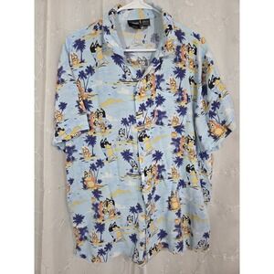 Bluey Men's Button Short Sleeve Character Hawaiian  Shirt Large
